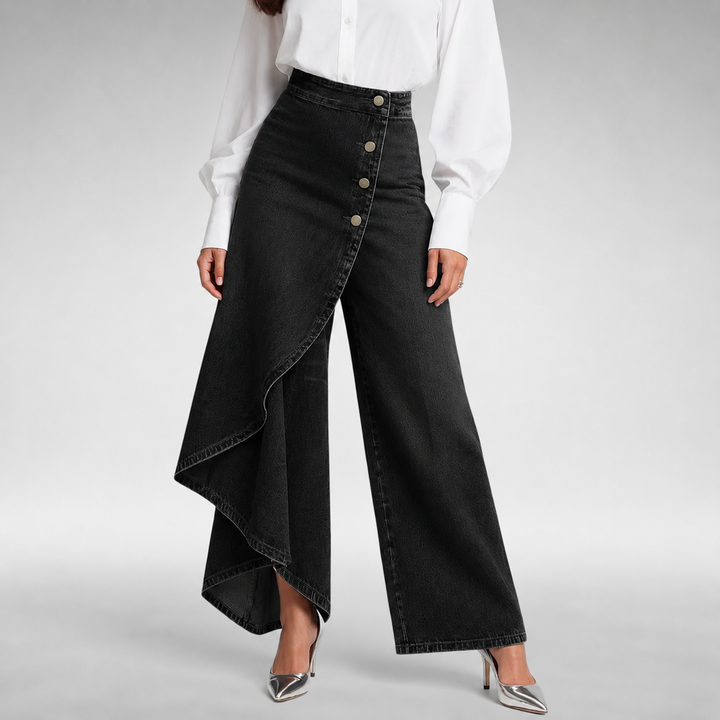 Damen Weite Hose Mit Hohem Bund Und Fließendem Fall