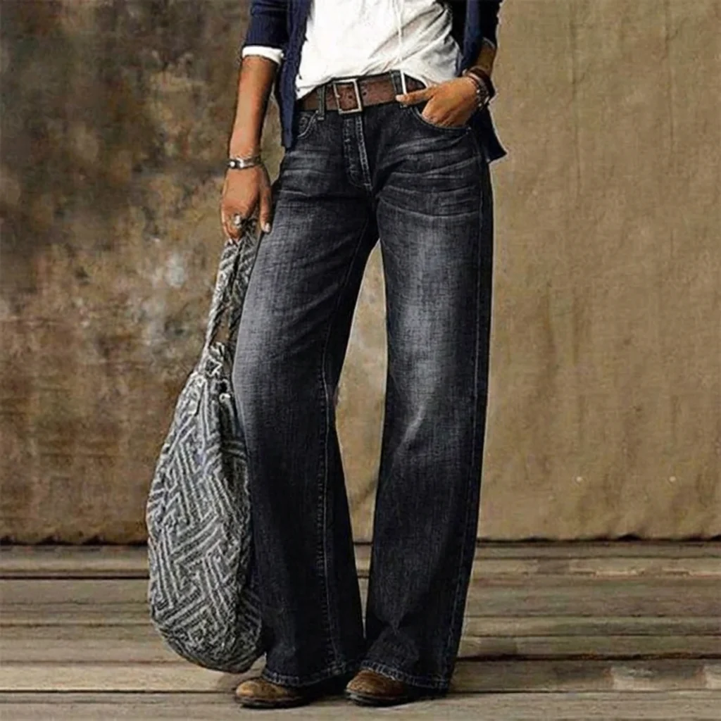 Damen Wide Leg Jeans aus Denim als stilvoller Look für Alltag und Freizeit