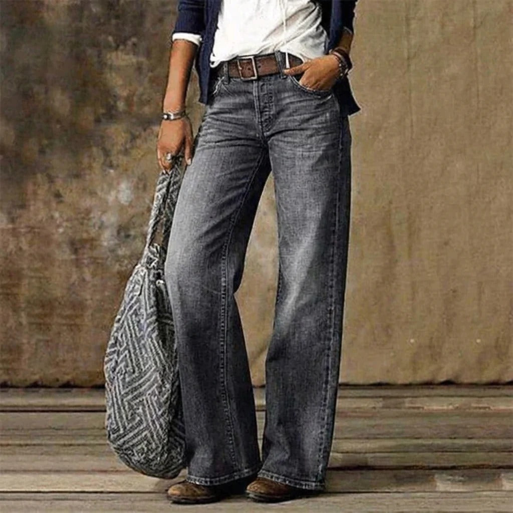 Damen Wide Leg Jeans aus Denim im Detail der schmeichelnden Passform