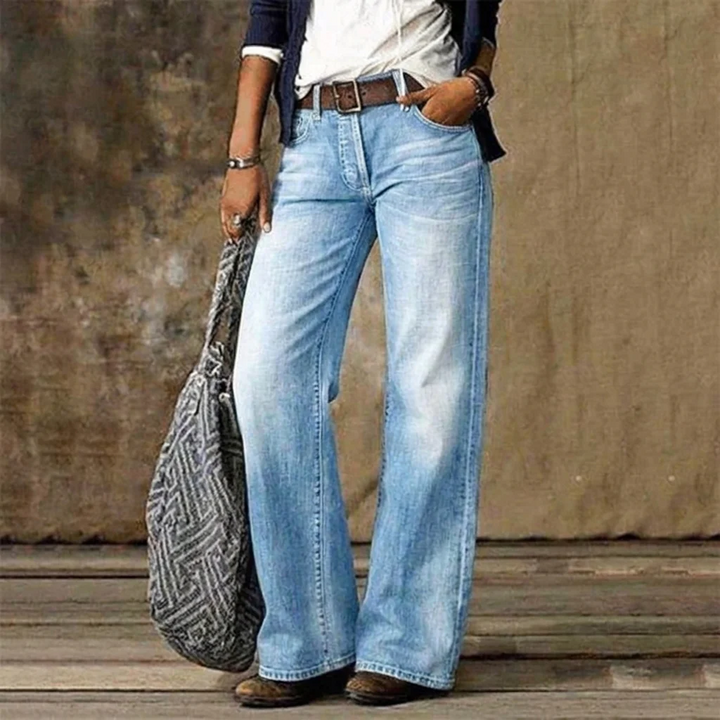 Damen Wide Leg Jeans Aus Denim Für Alltag Und Freizeit
