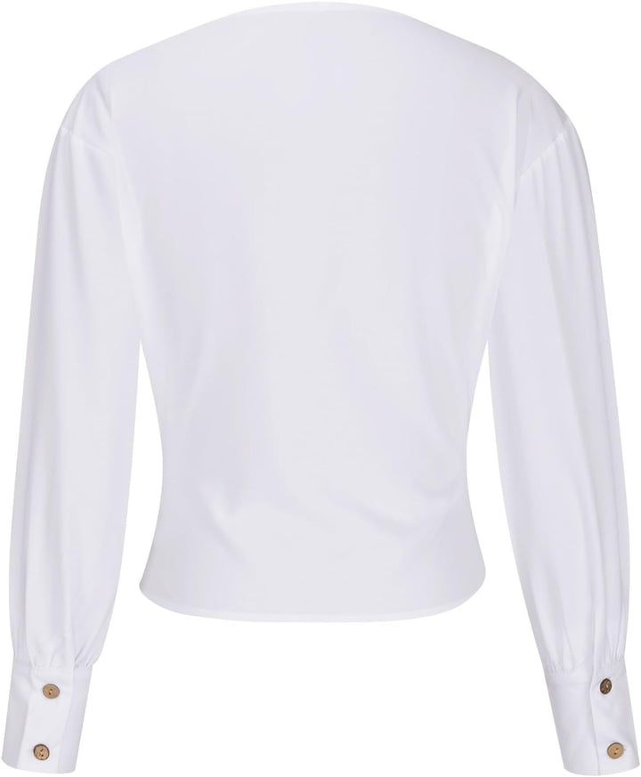 Chic blouse with puff sleeves and a V-neck for effortless style 