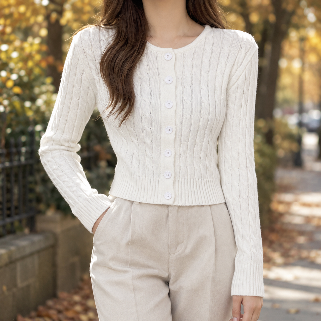 Women's Cropped Cable-Knit Cardigan