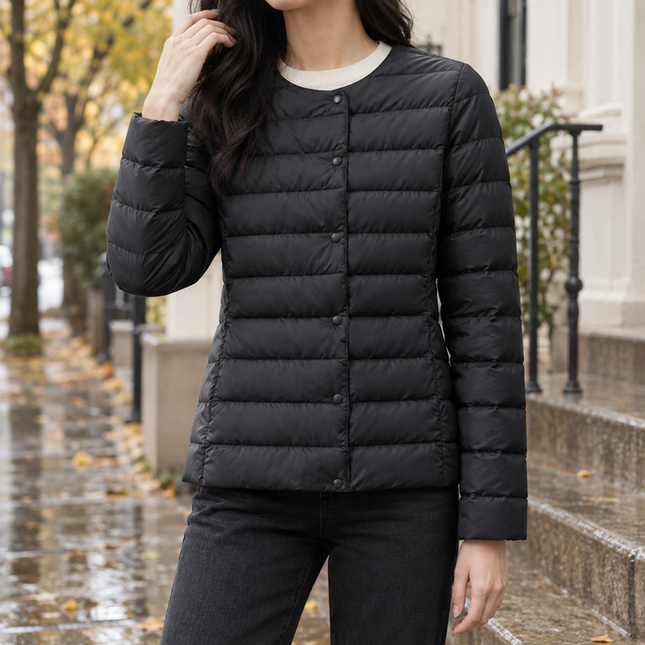 Women's Down-Filled Quilted Jacket Waist-Length