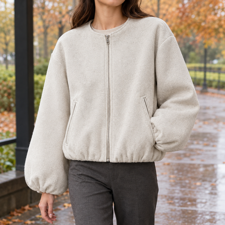 Damen Kurzjacke Mit Ballonärmeln