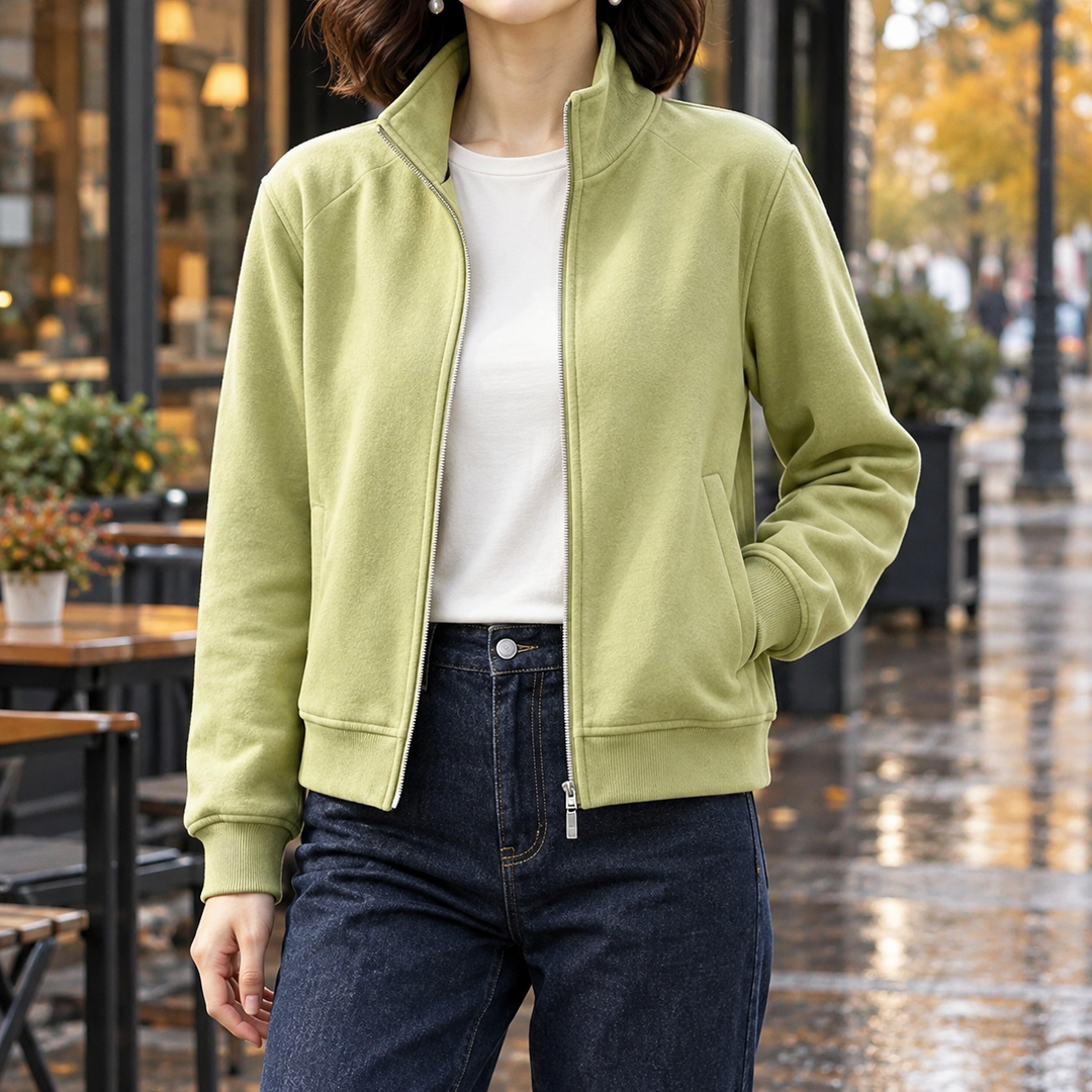 Women's Stand-Collar Jacket in Cotton Blend