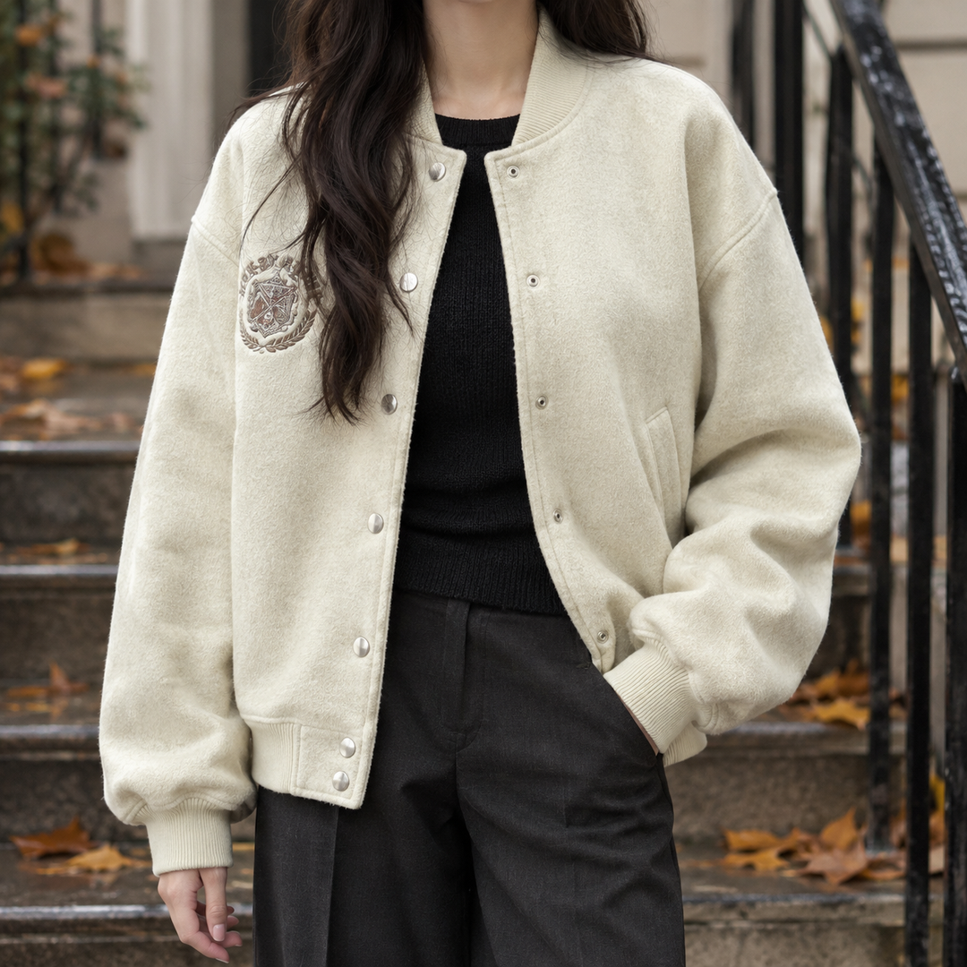 Women's College Jacket in a Relaxed Cropped Fit