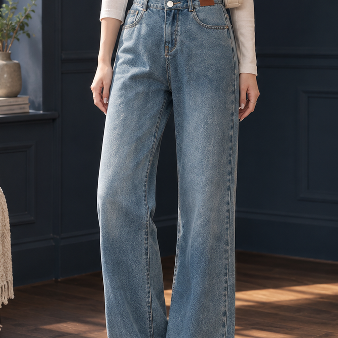 Weite Damenjeans mit Hochbund in einer lässigen, modischen Silhouette