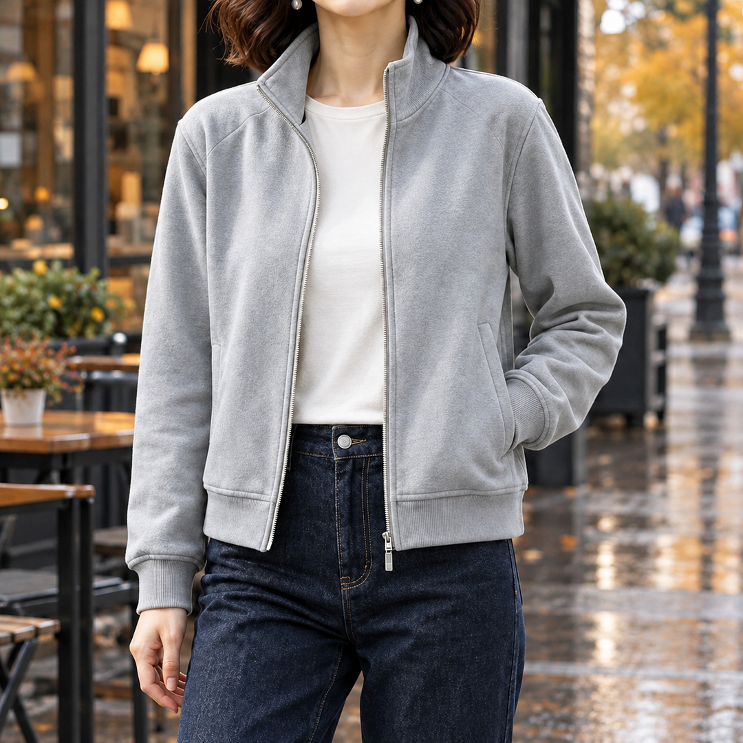 Women's Stand-Collar Jacket in Cotton Blend