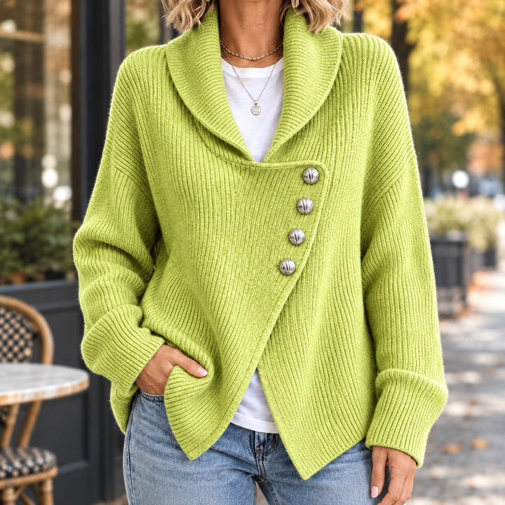 Women's Knit Cardigan With Asymmetrical Front