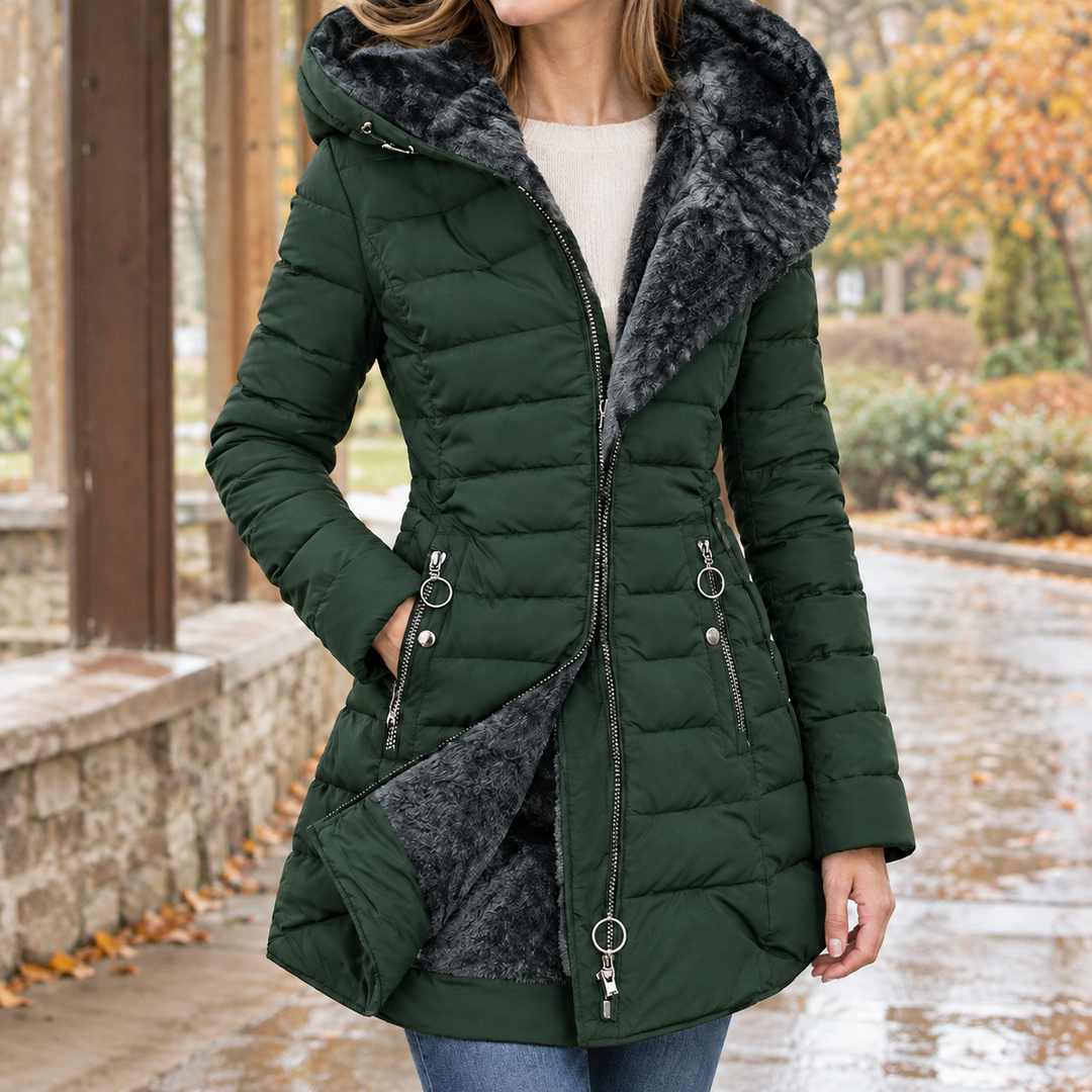 Detailansicht der gestepp­ten Baumwollmix-Jacke für Damen