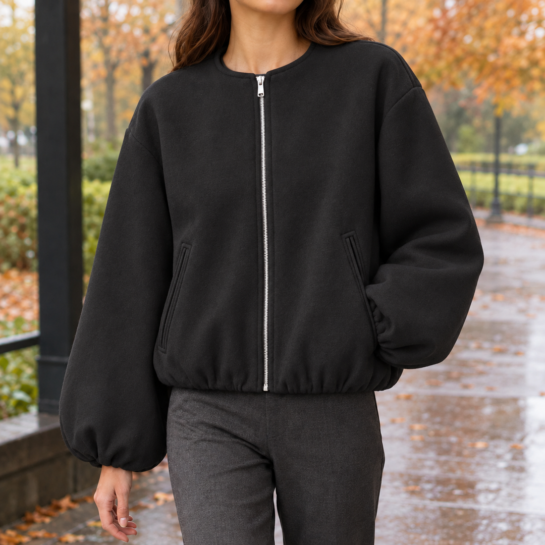 Damen Kurzjacke Mit Ballonärmeln