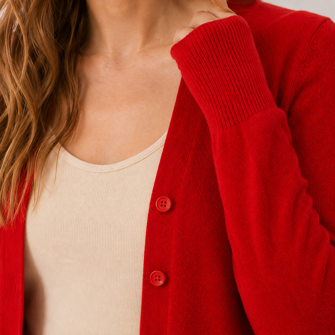 Feinstrickpullover für Damen mit durchgehender Knopfleiste