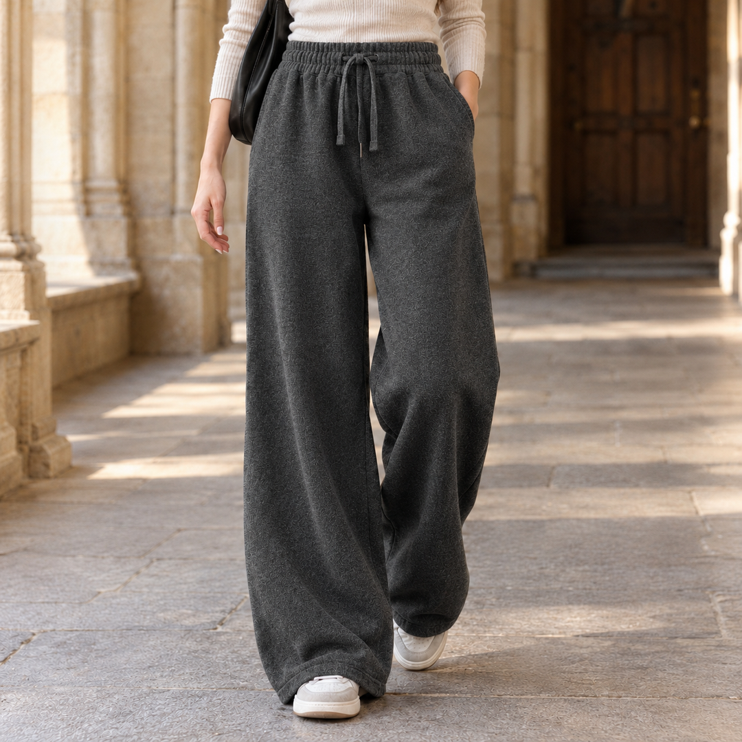 Damenhose mit hohem Bund und fließendem Wide-Leg-Schnitt