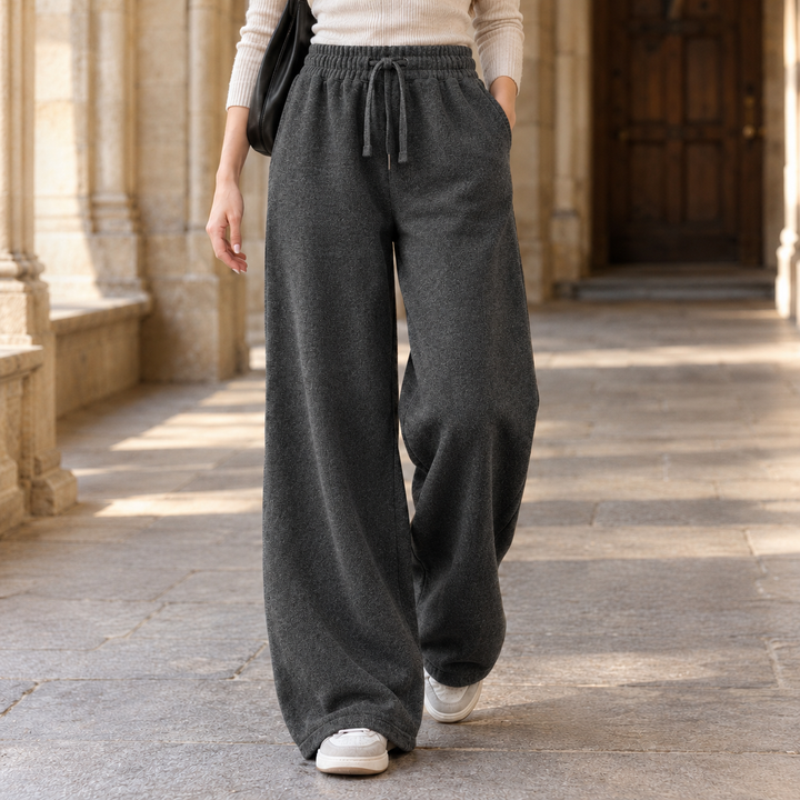 Damenhose mit hohem Bund und fließendem Wide-Leg-Schnitt
