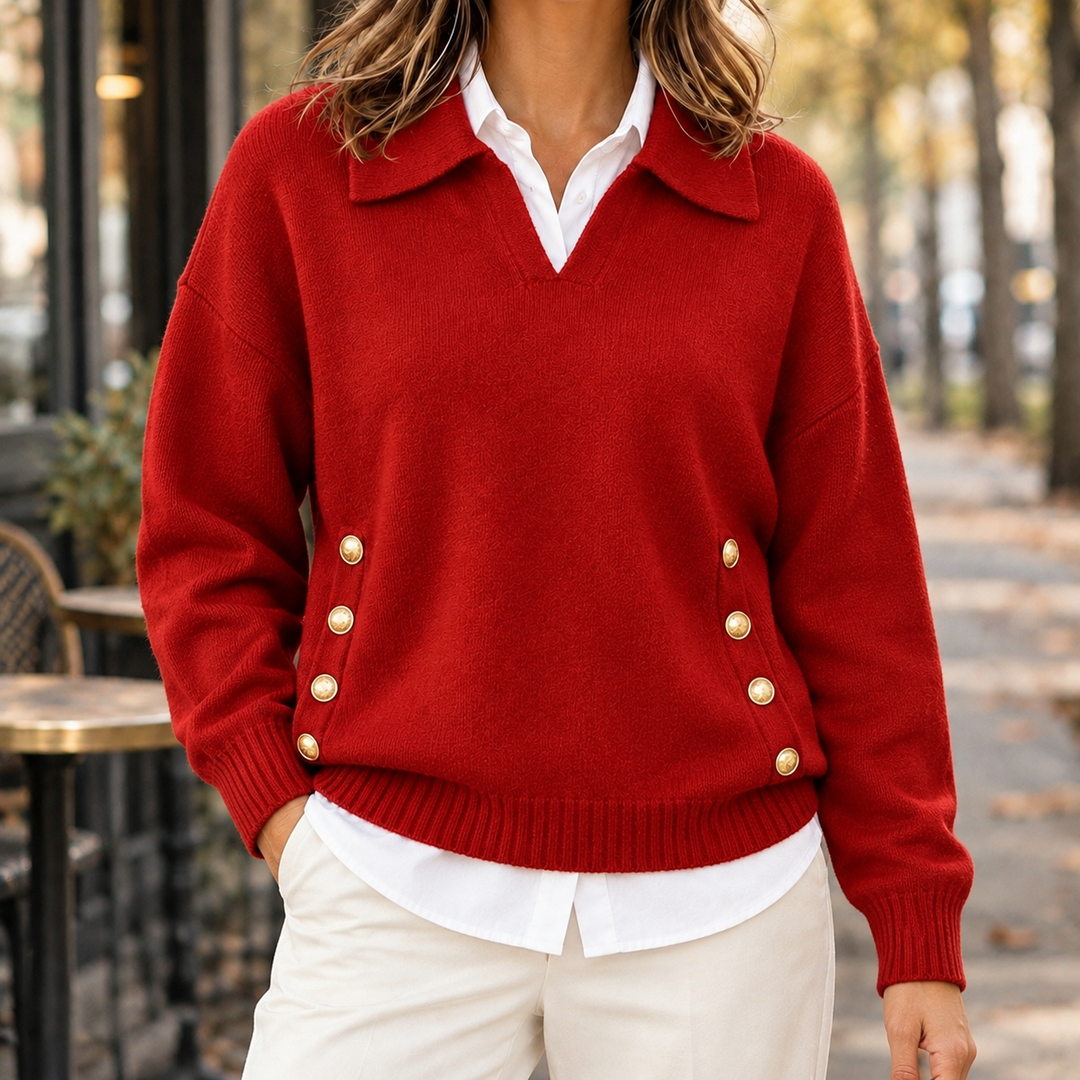 Damen Strickpullover Mit Kragen Und V Ausschnitt