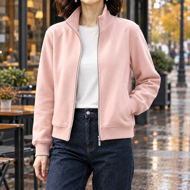 Women's Stand-Collar Jacket in Cotton Blend