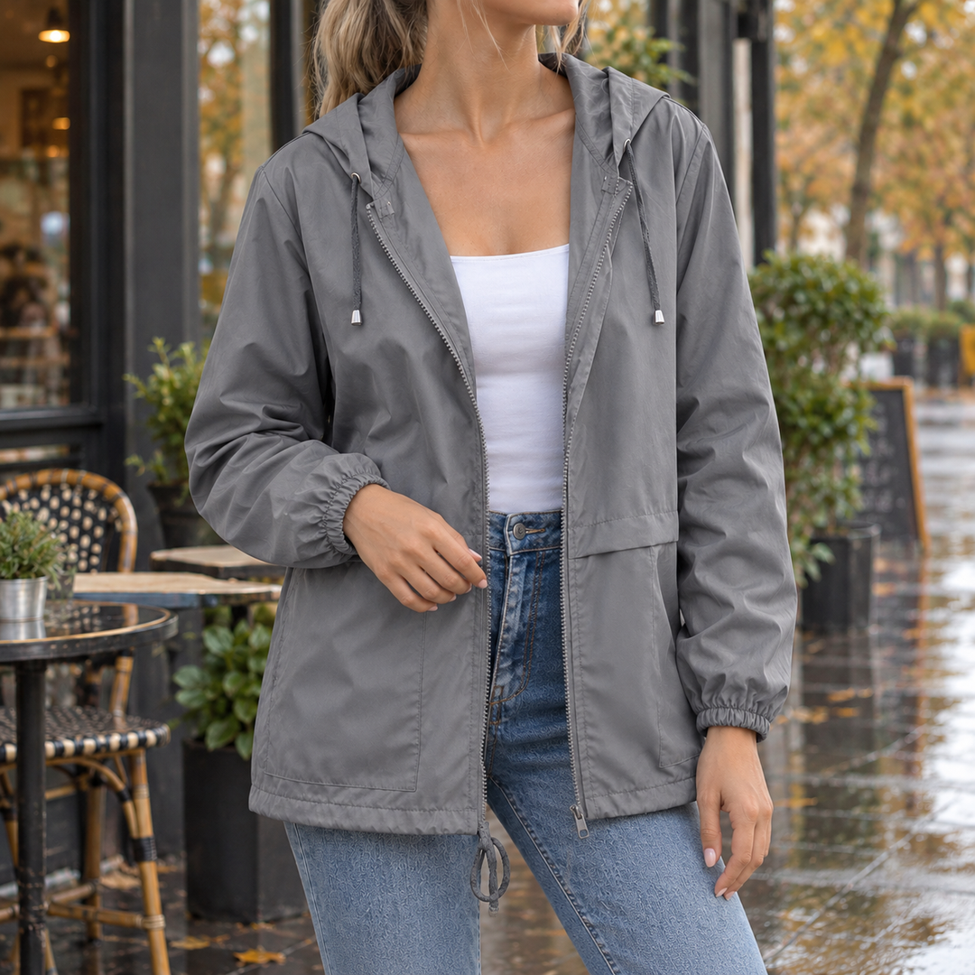 Women's Hooded Jacket in Soft Woven Fabric