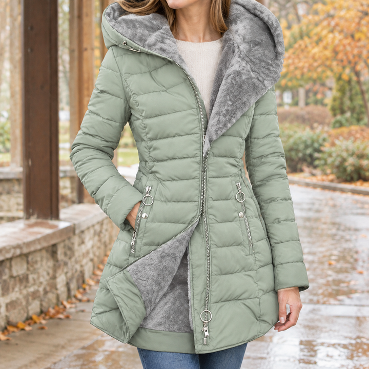 Damen Steppjacke Aus Baumwollmix Mit Kapuze