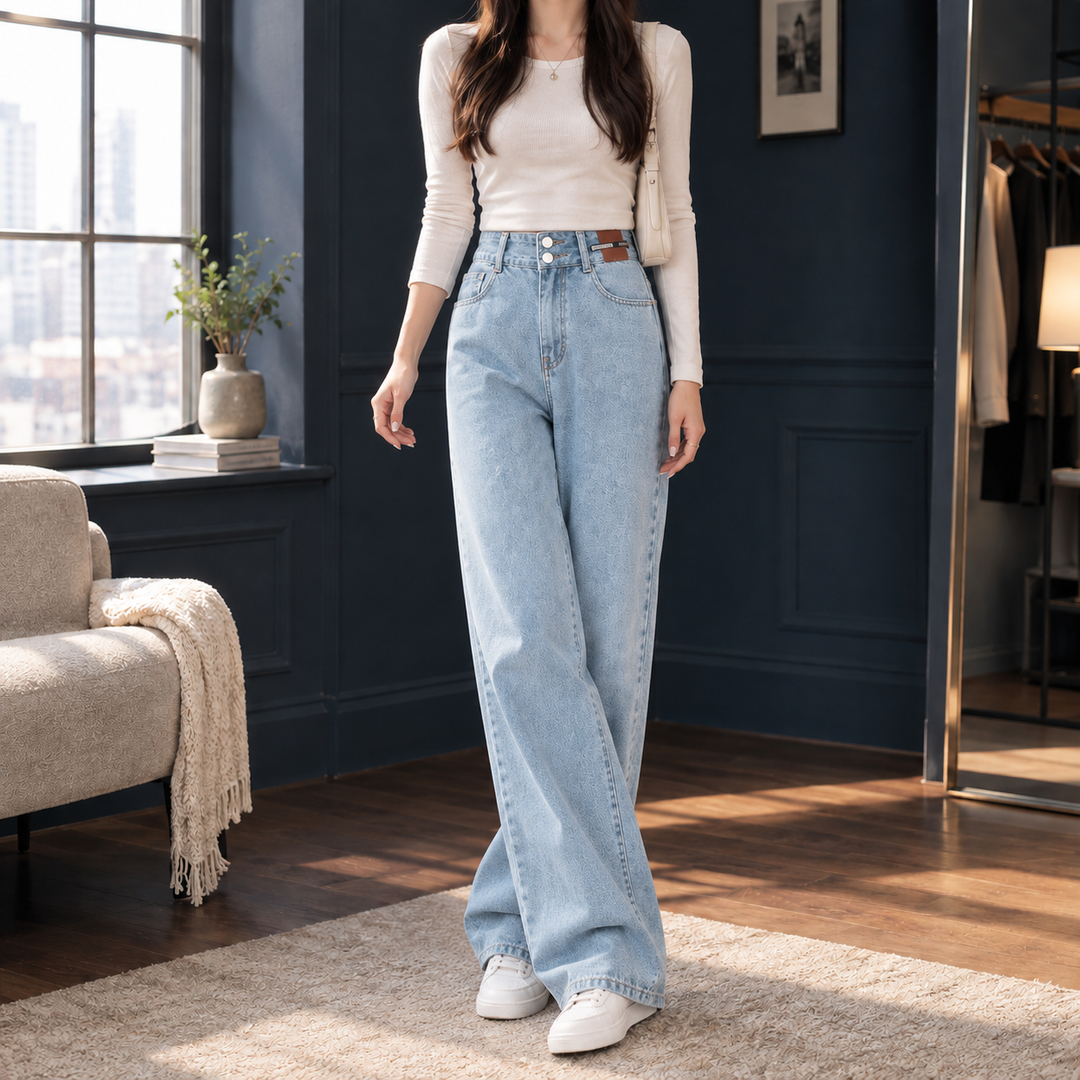 Damenjeans mit weitem Bein, ideal für vielseitige Alltagslooks