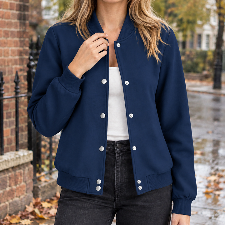 Damen Bomberjacke Aus Baumwollmix Mit Rippdetails