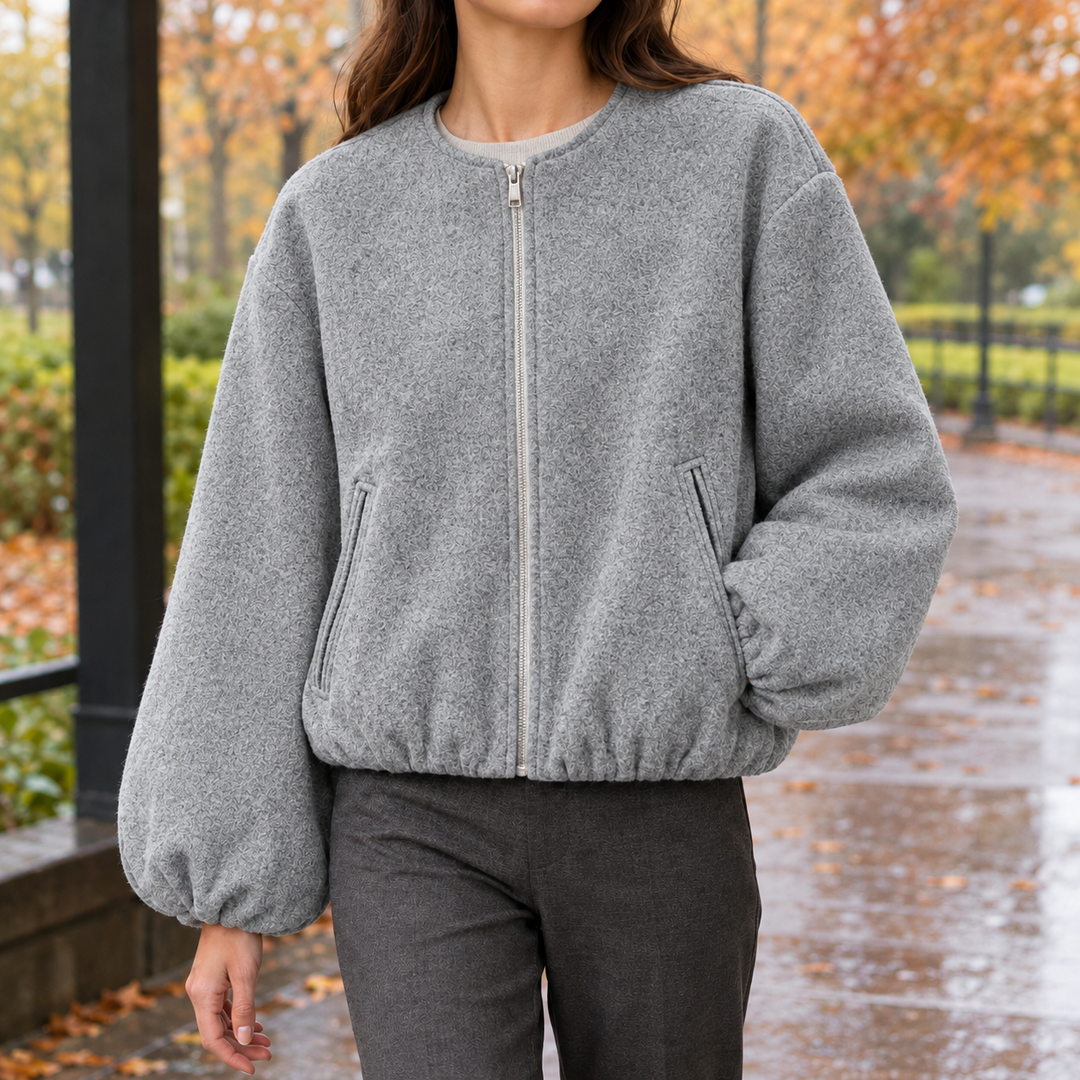 Damen Kurzjacke Mit Ballonärmeln