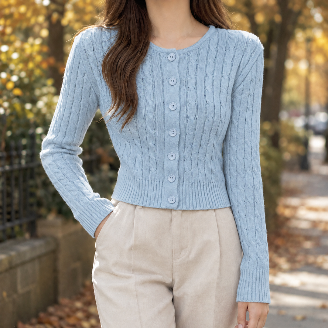 Women's Cropped Cable-Knit Cardigan