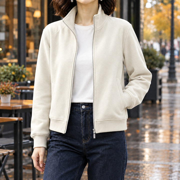 Women's Stand-Collar Jacket in Cotton Blend