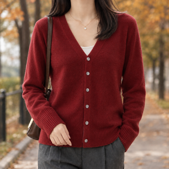 Women's Knit Cardigan With V-Neck
