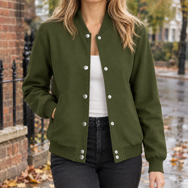 Damen Bomberjacke Aus Baumwollmix Mit Rippdetails