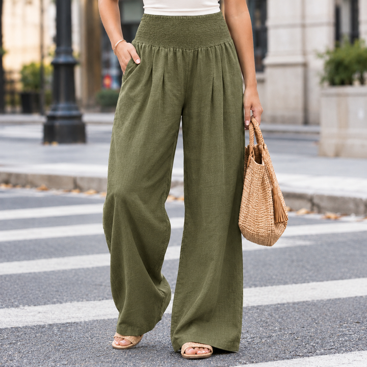 Damen Wide Leg Hose Aus Baumwollmix