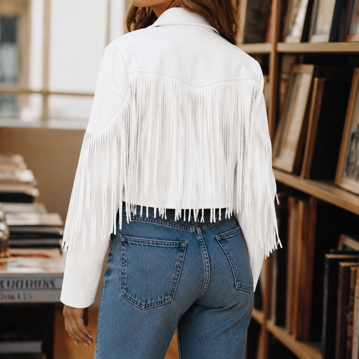 Damen Fransenjacke Im Westernstil Mit Reverskragen