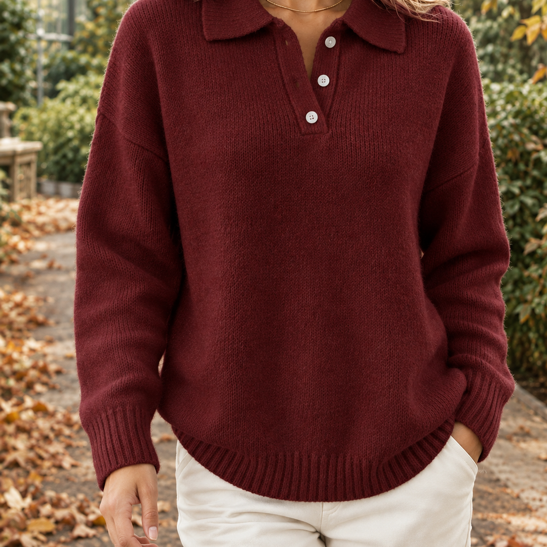 Damen Polopullover Aus Strukturstrick Im Relaxed Fit