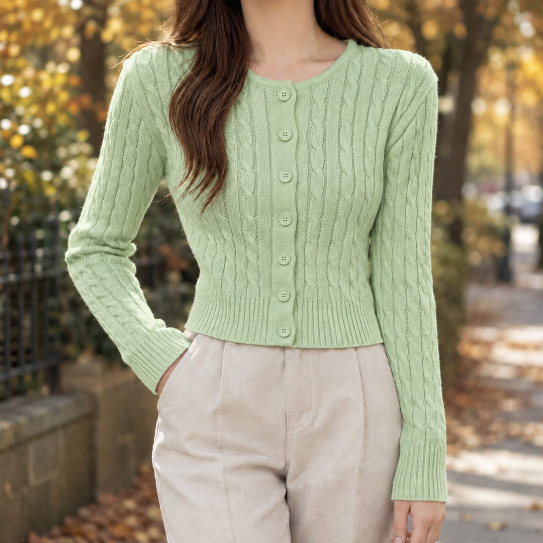 Women's Cropped Cable-Knit Cardigan