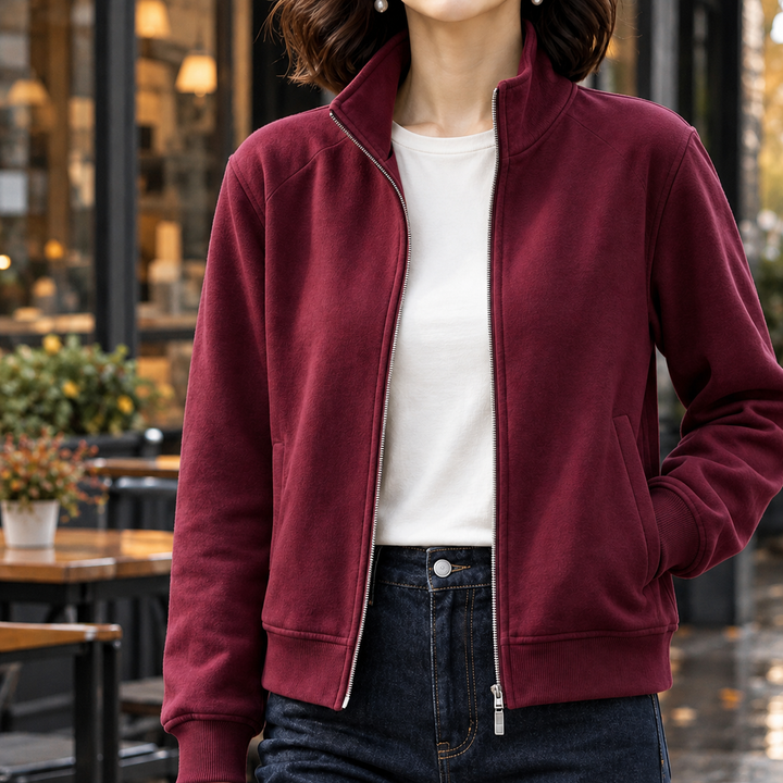 Women's Stand-Collar Jacket in Cotton Blend