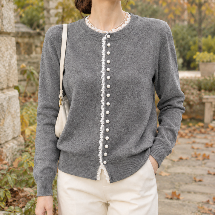 Rückansicht des Damen-Cardigans aus Feinstrick