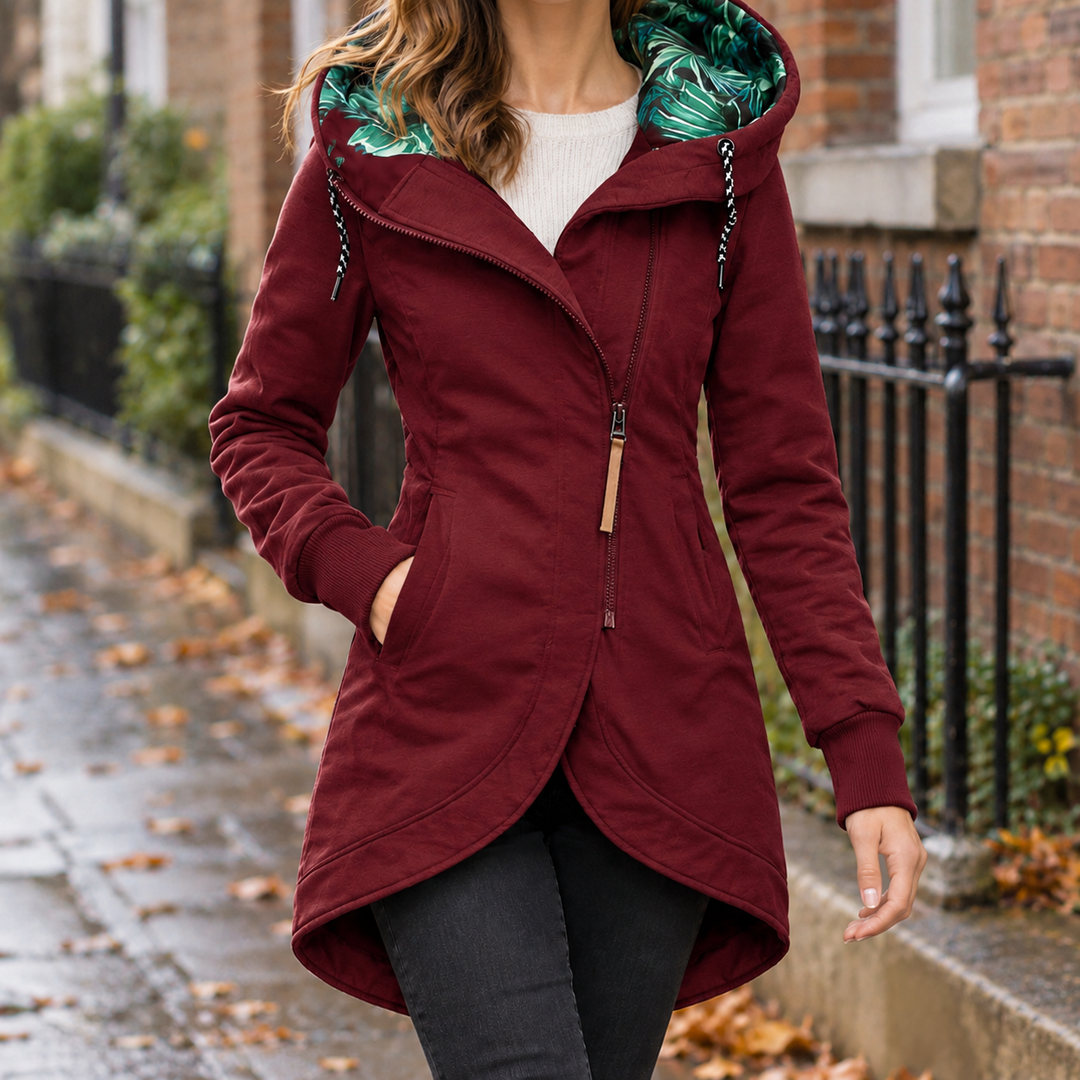 Damen Kapuzenjacke Mit Geschwungenem Saum