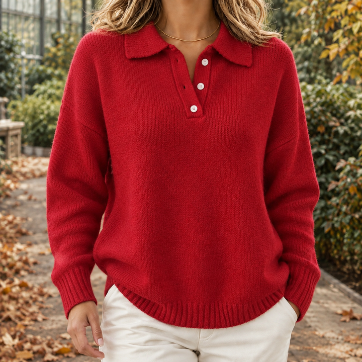 Damen Polopullover Aus Strukturstrick Im Relaxed Fit