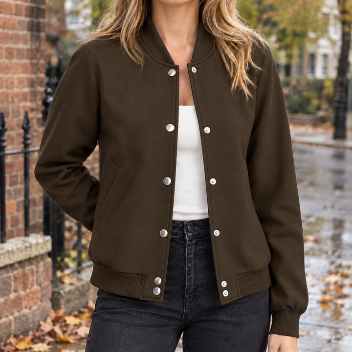 Damen Bomberjacke Aus Baumwollmix Mit Rippdetails