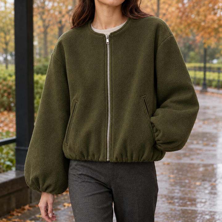 Elegante Damen-Kurzjacke mit trendigem Ballonärmel-Design