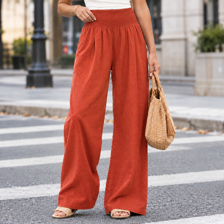 Damen Wide Leg Hose Aus Baumwollmix