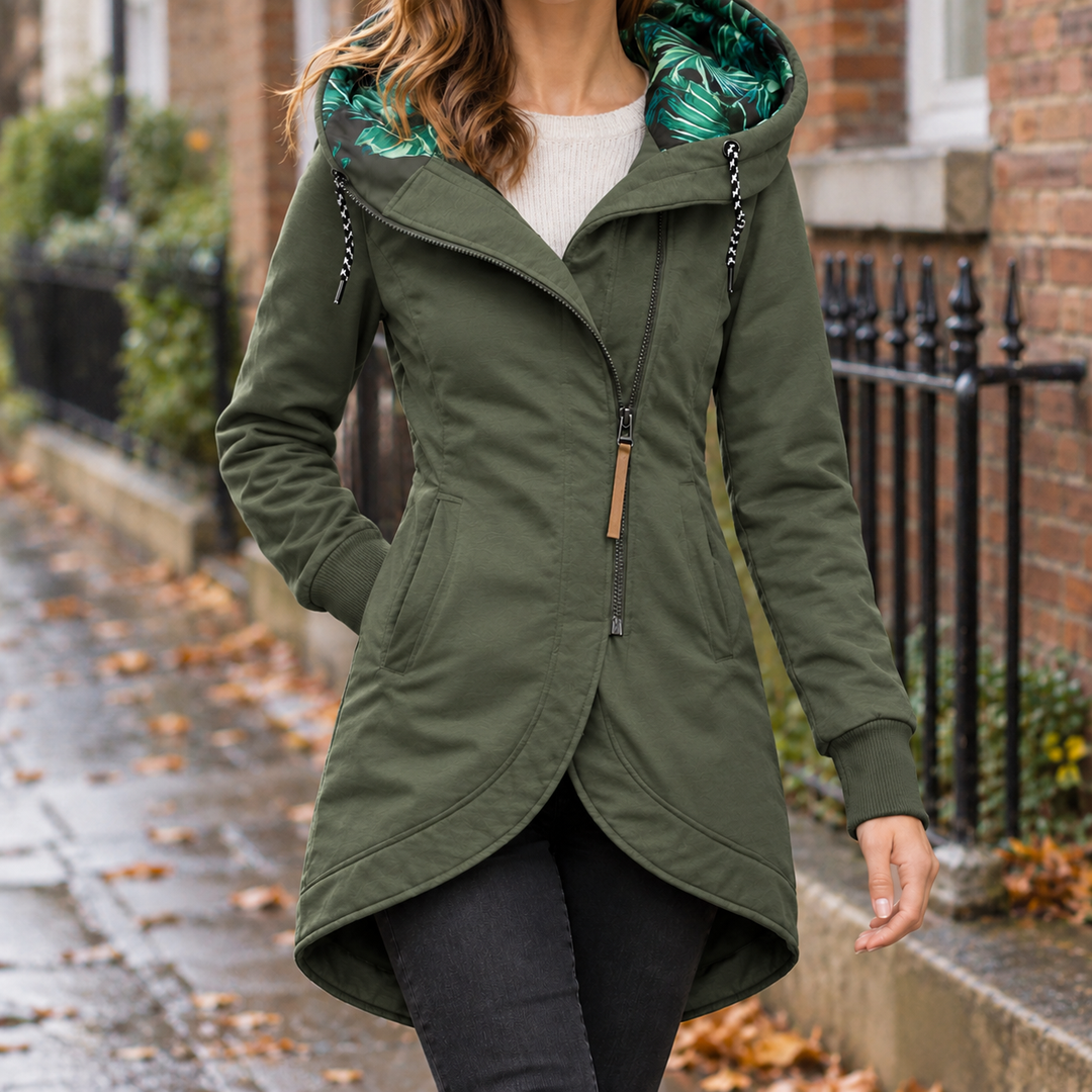 Damen Kapuzenjacke Mit Geschwungenem Saum