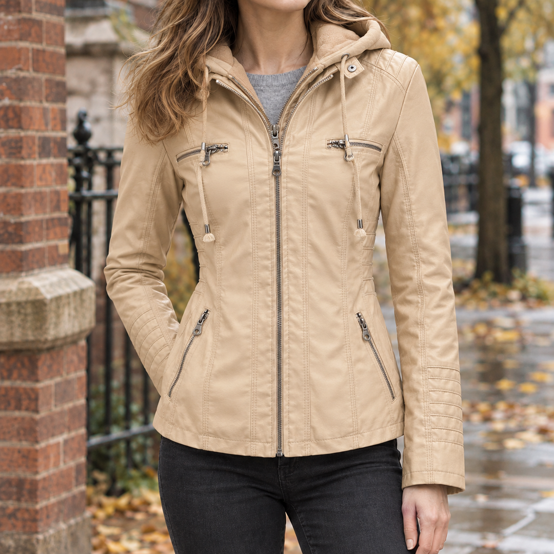 Damen-Kapuzenjacke in Lederoptik für lässige Alltagslooks