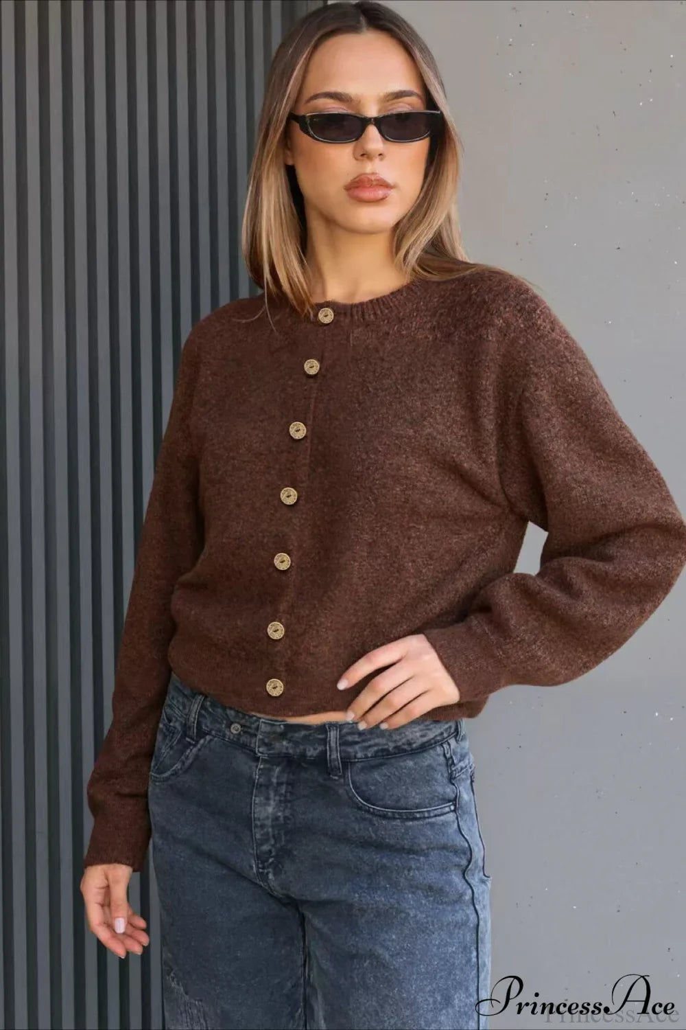 Damen Strickjacke mit langen Ärmeln in lockerer Passform