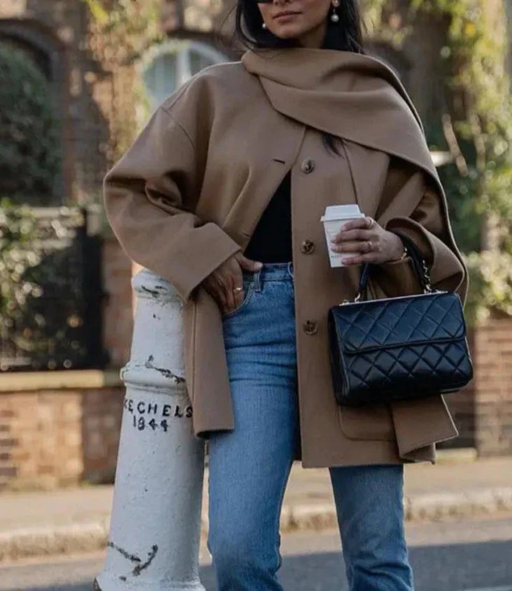 Damen Schal Set Mit Passendem Oberteil Camel
