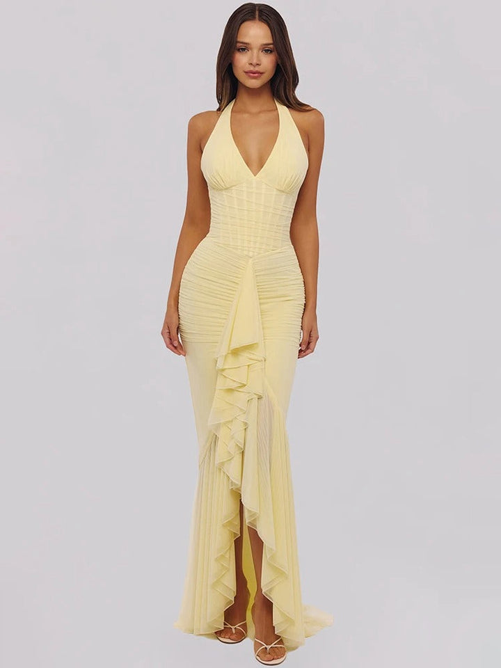 Maxikleid mit gerafftem Neckholder für Damen