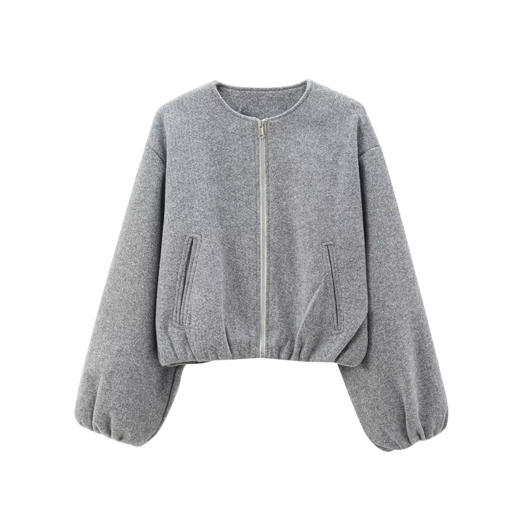 Damen Cropped Zip Bomberjacke