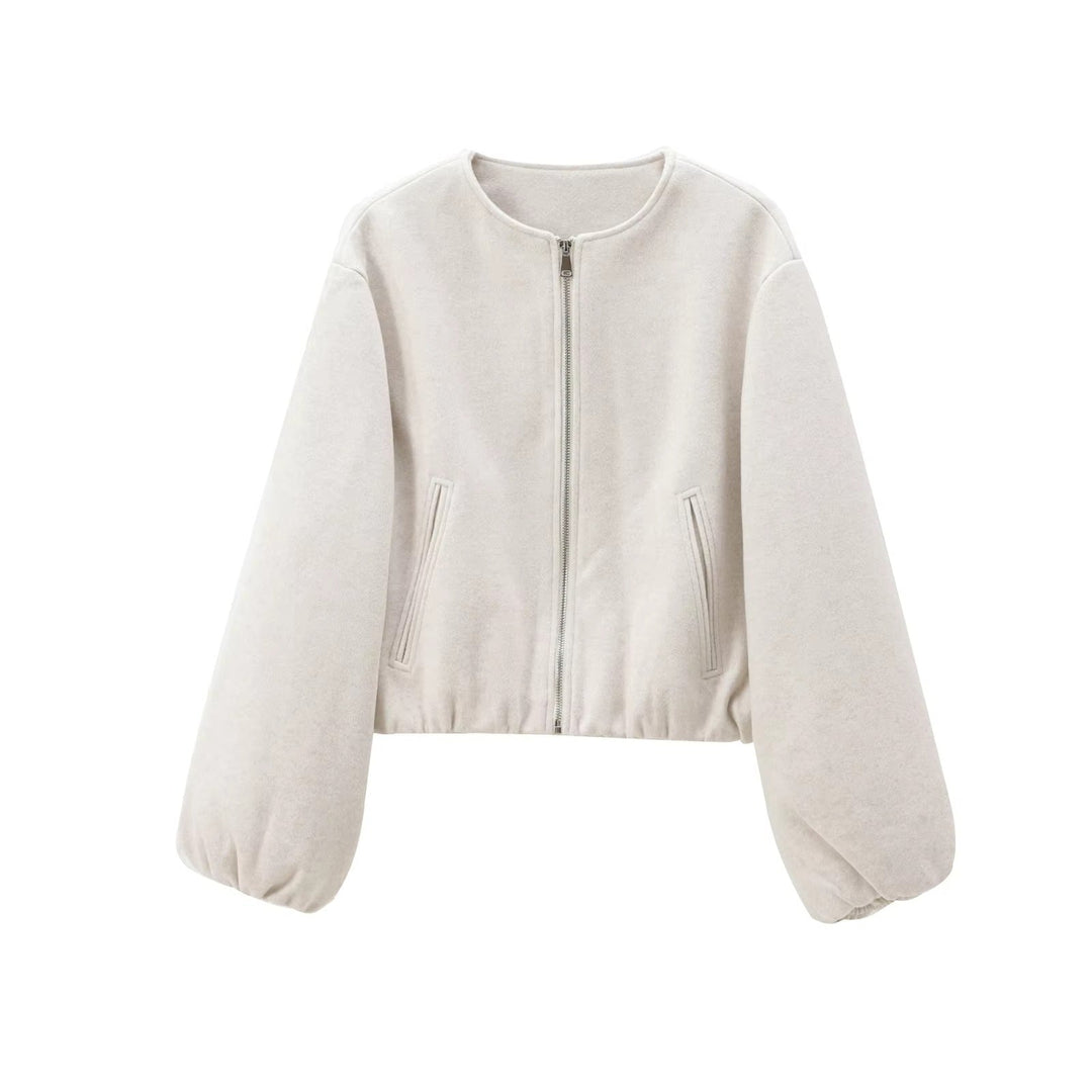 Damen Cropped Zip Bomberjacke