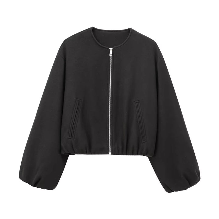 Damen Cropped Zip Bomberjacke