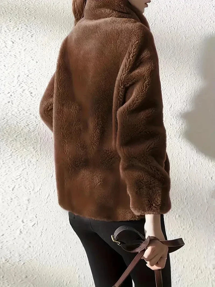 Damen-Wintermantel mit gemütlicher, flauschiger Oberfläche