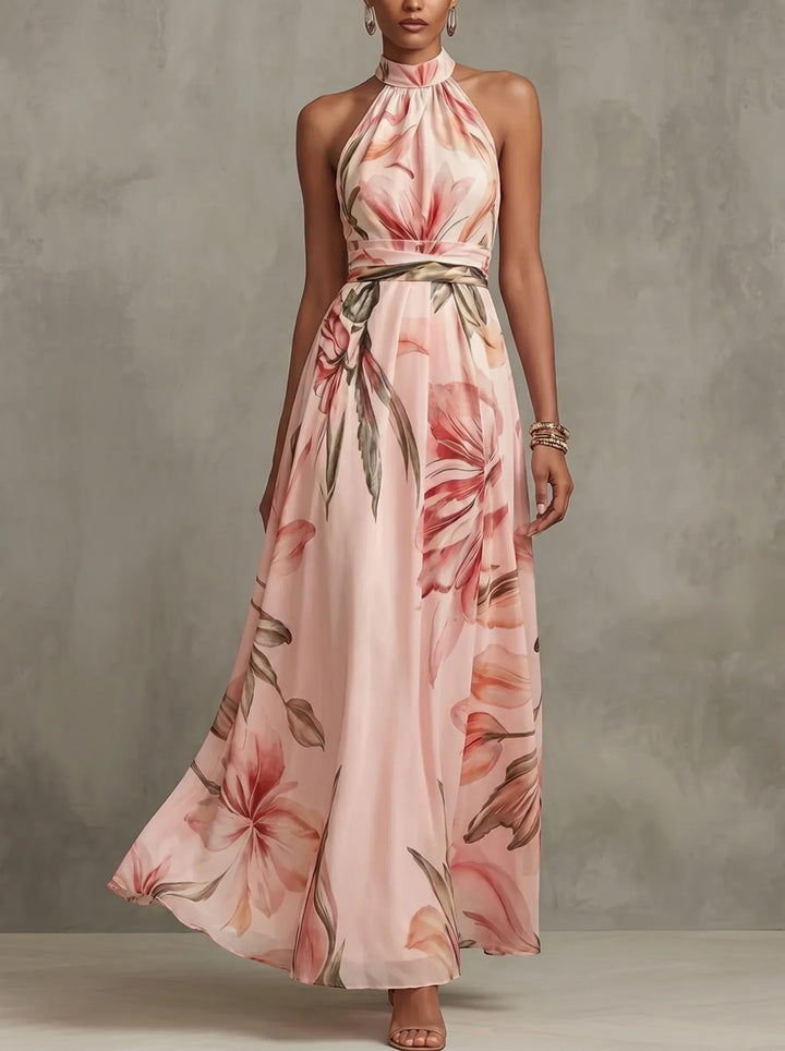 Damen Maxikleid Mit Floralem Print Und Neckholder
